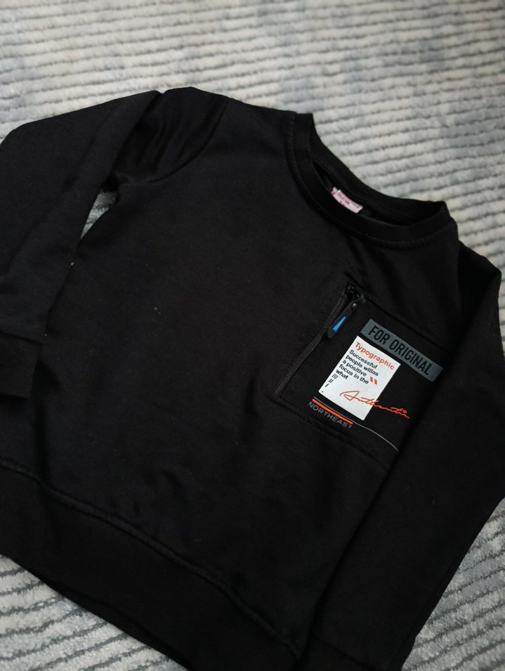 Erkek Çocuk Siyah Fermuarlı Sweatshirt - Görsel 5