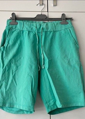 Turkuaz Parlak Kadın Bermuda Şort - Görsel 4