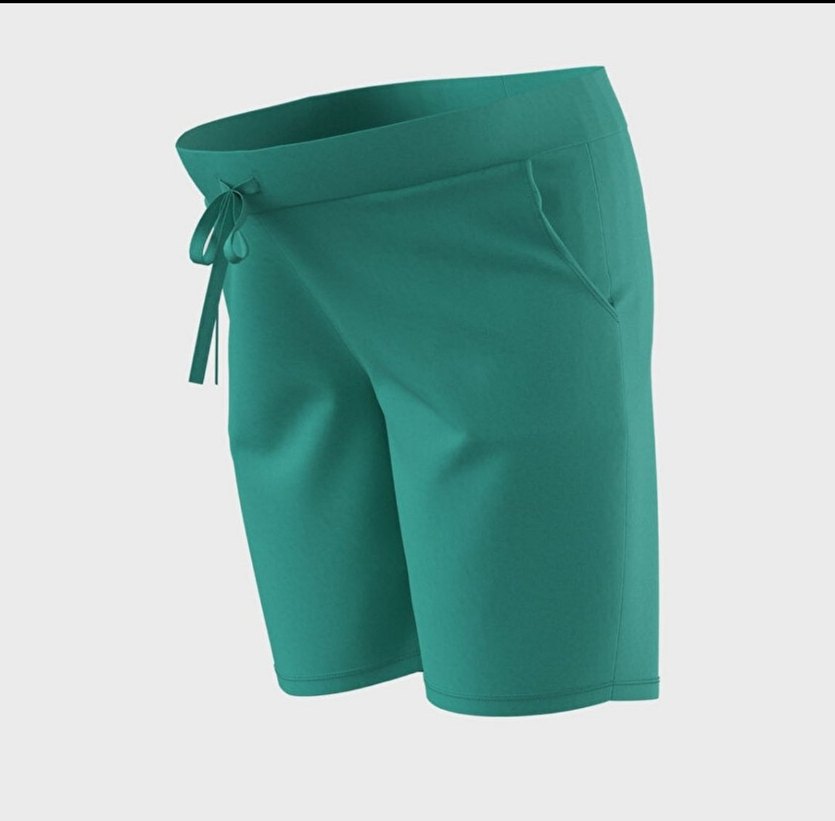 Turkuaz Parlak Kadın Bermuda Şort - Görsel 2