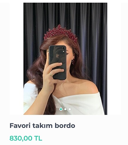 Diğer Bordo Kına Tacı ve Küpe