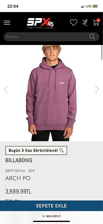 Sıfır billabong sweatshirt