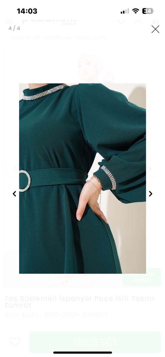 Zümrüt yeşili tesettür takım - Görsel 4