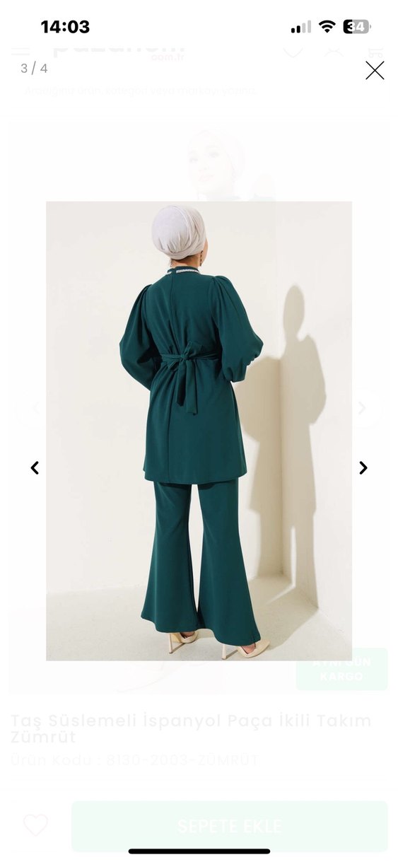 Zümrüt yeşili tesettür takım - Görsel 3