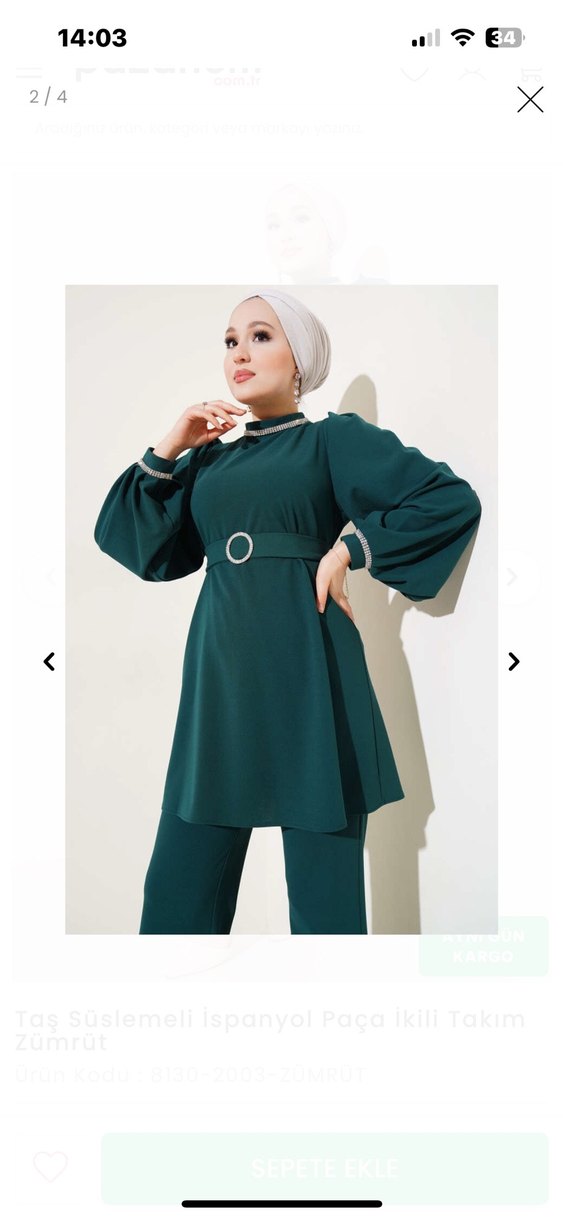 Zümrüt yeşili tesettür takım - Görsel 2