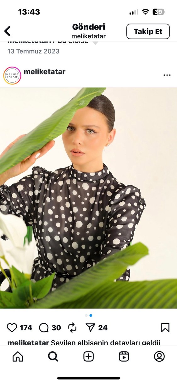 Melike tatar Uzun şifon  Puantiyeli lacivert gri - Görsel 2