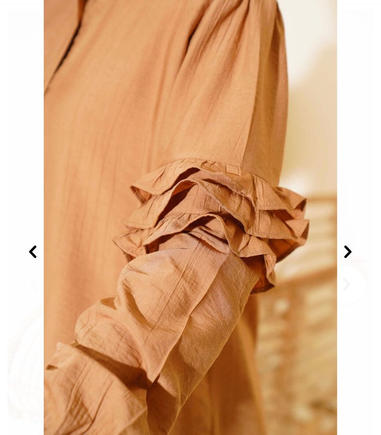 Bej Renkli Fırfırlı Uzun Kollu Kadın Gömlek - Görsel 4