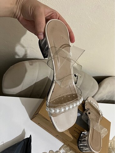 Şeffaf Kısa topuklu ayakkabı (incili) - Görsel 6