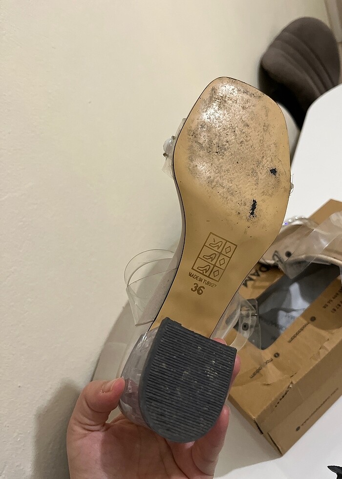 Şeffaf Kısa topuklu ayakkabı (incili) - Görsel 5