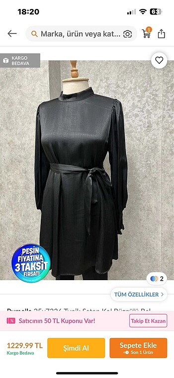 Rumella saten tunik