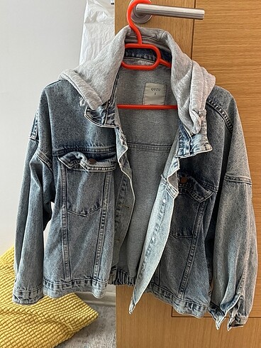 QUZU çıkarılabilir şapkalı oversize kot ceket