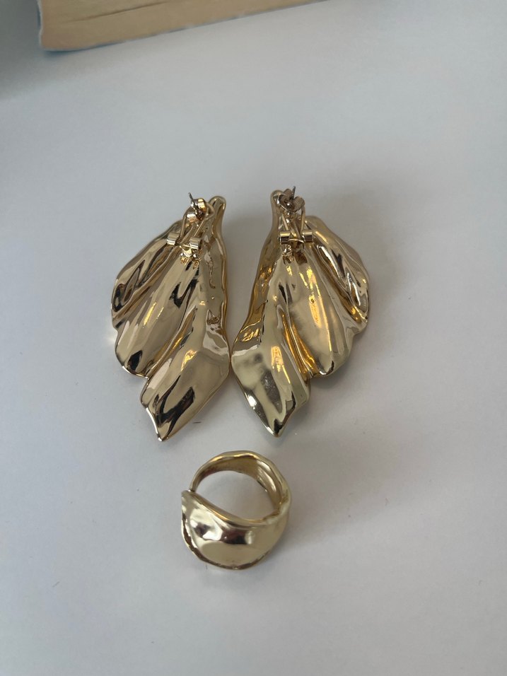 Zara Altın Rengi Yaprak Küpe - Görsel 2