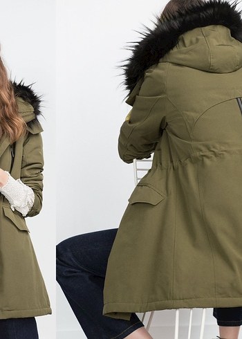 Zara Haki içi tüylü parka - Görsel 3