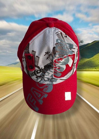 Kırmızı Biker Şapka Rock Punk Tarzı