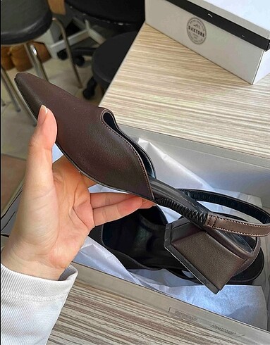 38 Beden Acı Kahve Hafif Topuklu Stiletto Tarz