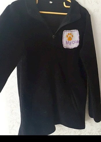 etamin işleme Detaylı siyah sweatshirt - Görsel 3