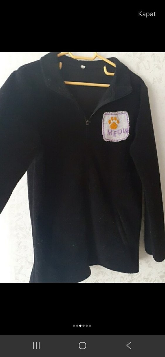 etamin işleme Detaylı siyah sweatshirt - Görsel 3