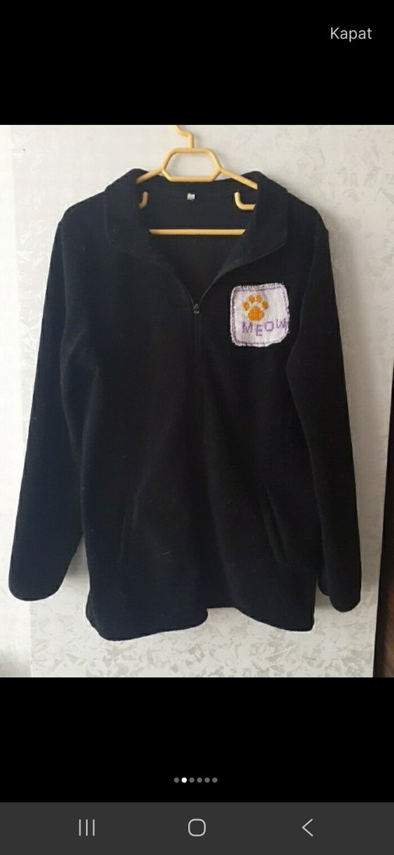 etamin işleme Detaylı siyah sweatshirt - Görsel 4