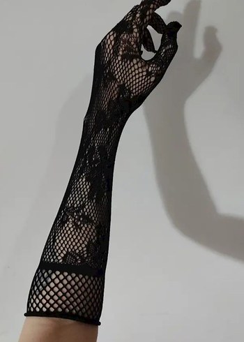 uzun Siyah Dantel Gotik Kadın Eldivenleri - Görsel 4