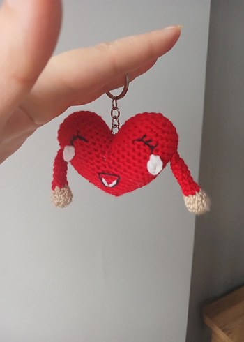 Renkli Örgü Kalp Anahtarlık - Görsel 4