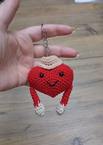 Renkli Örgü Kalp Anahtarlık - Görsel 2