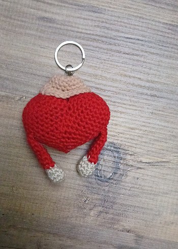 Renkli Örgü Kalp Anahtarlık - Görsel 3