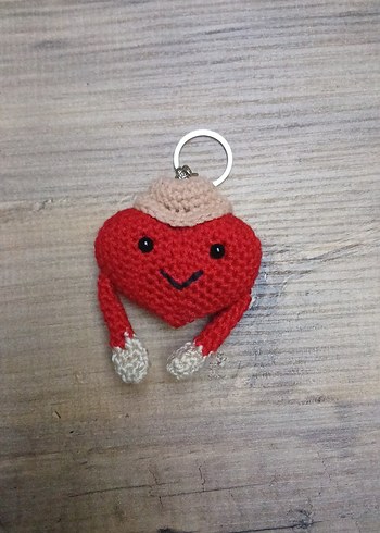 Renkli Örgü Kalp Anahtarlık - Görsel 4
