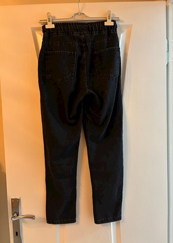 Kadın Siyah Kemerli Bol Kesim Boyfriend Pantolon - Görsel 2