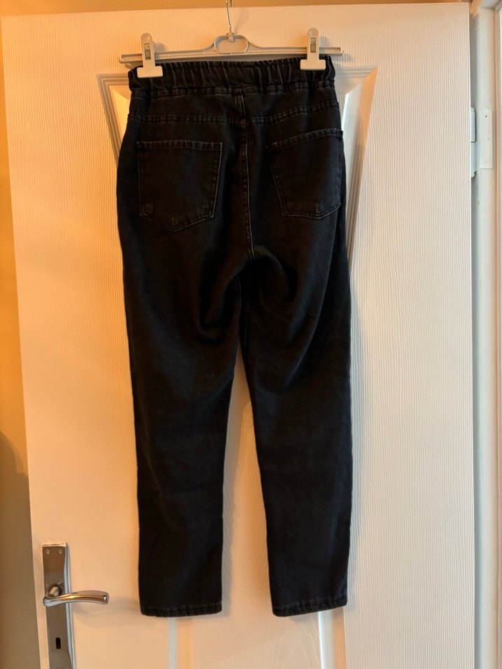 Kadın Siyah Kemerli Bol Kesim Boyfriend Pantolon - Görsel 2