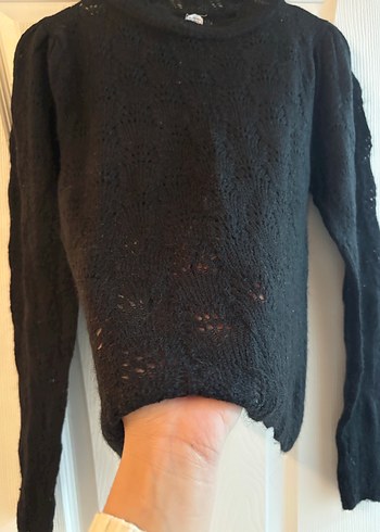 Siyah Örgü Kadın Triko Kazak - Görsel 2