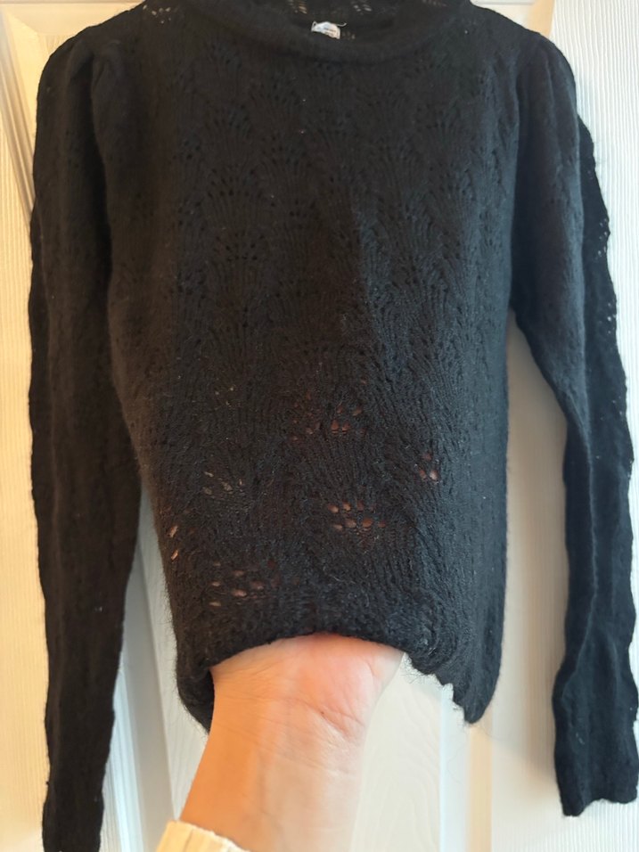 Siyah Örgü Kadın Triko Kazak - Görsel 2