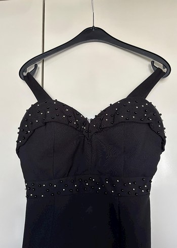 Abiye Siyah Uzun Gotik Dramalı Abiye Elbise