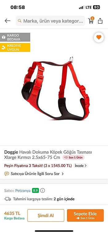 Doggie xl beden köpek göğüs tasması