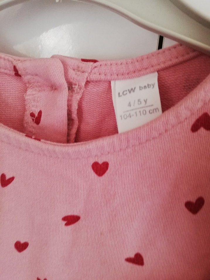 Pembe Kalp Desenli Kız Çocuk Elbise - Görsel 2