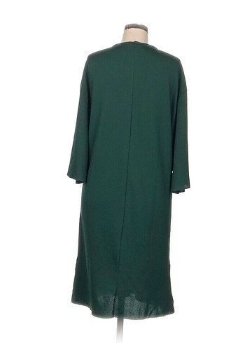 Yeşil V Yaka Midi Kadın Elbise - Görsel 3