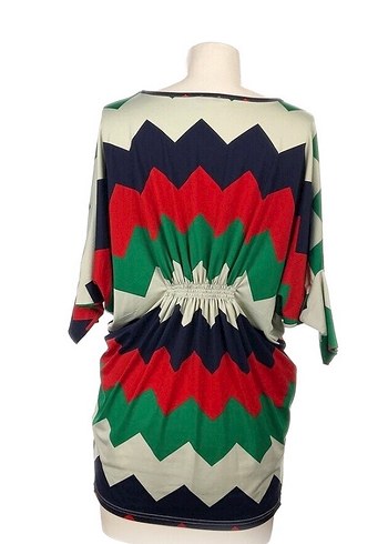 Renkli Desenli Bel Detaylı Tunik - Görsel 3