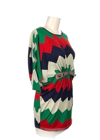 Renkli Desenli Bel Detaylı Tunik - Görsel 2