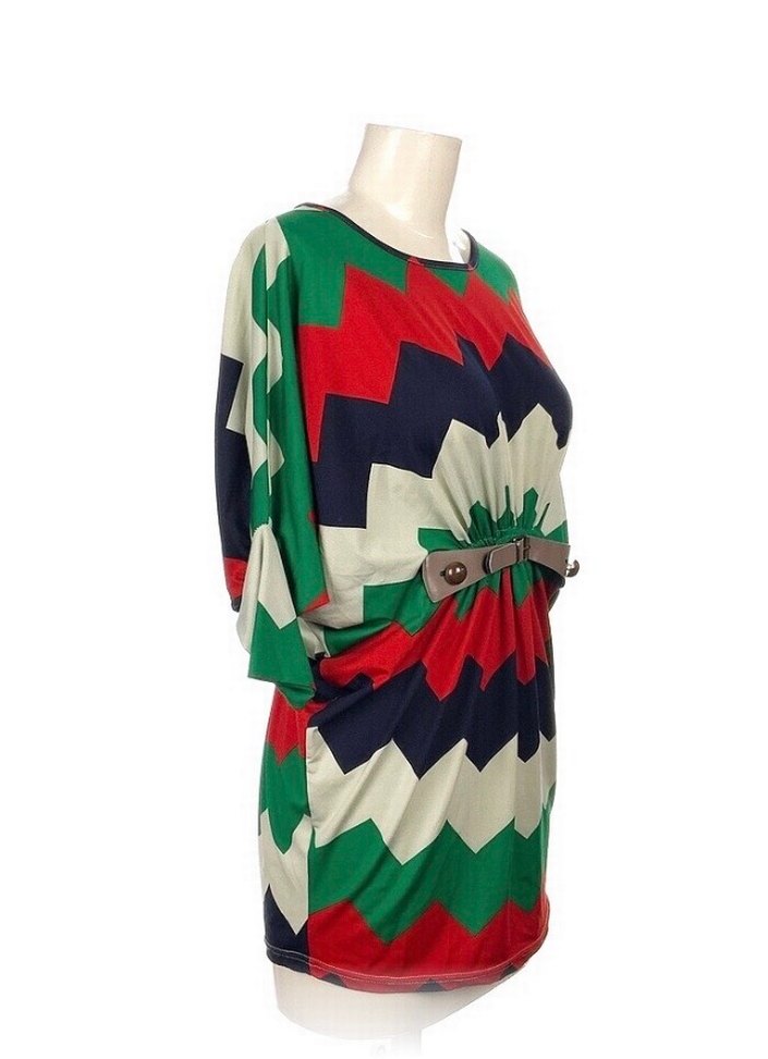 Renkli Desenli Bel Detaylı Tunik - Görsel 2