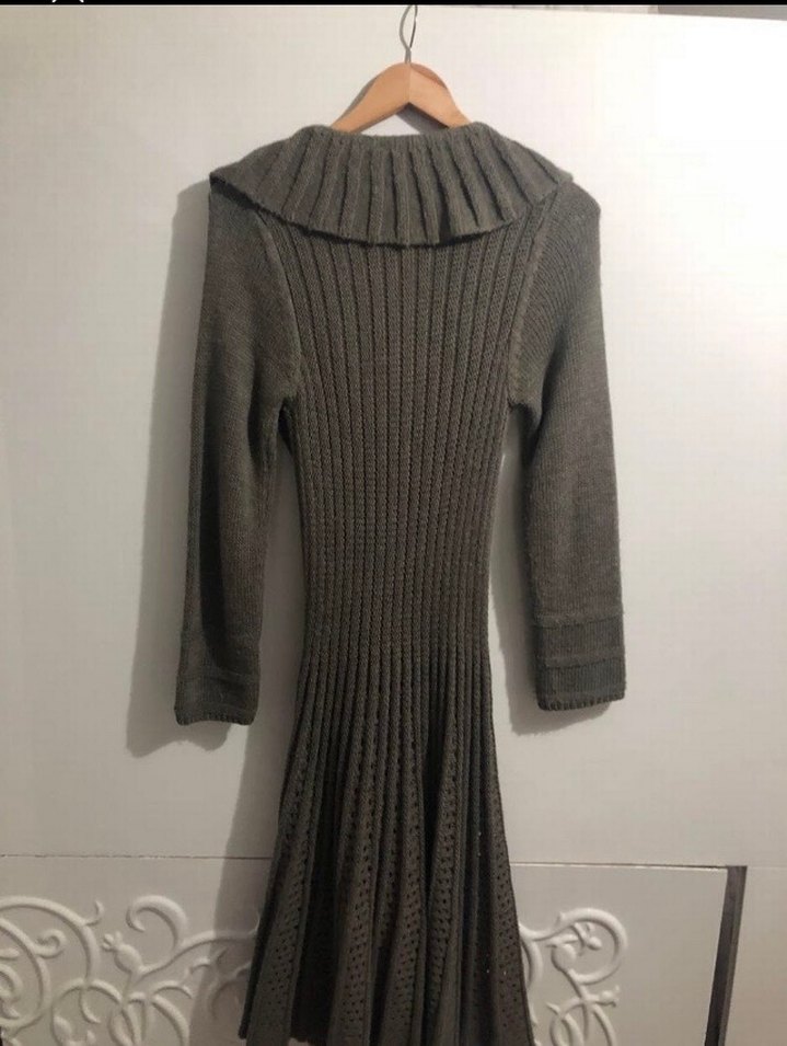 Gri Uzun Triko Kadın Hırka - Görsel 4