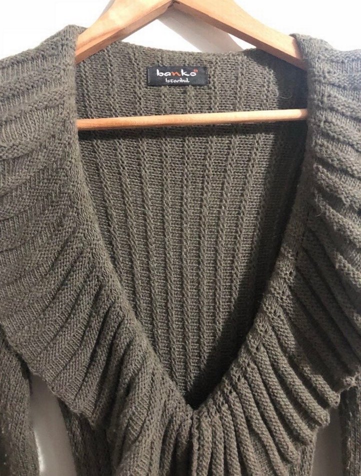 Gri Uzun Triko Kadın Hırka - Görsel 5