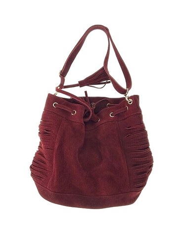 Bordo Süet Kemer Detaylı Kadın Çanta - Görsel 2