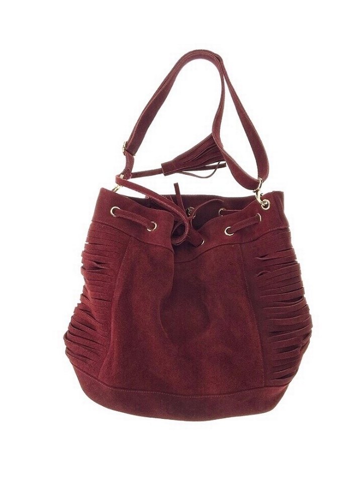 Bordo Süet Kemer Detaylı Kadın Çanta - Görsel 2