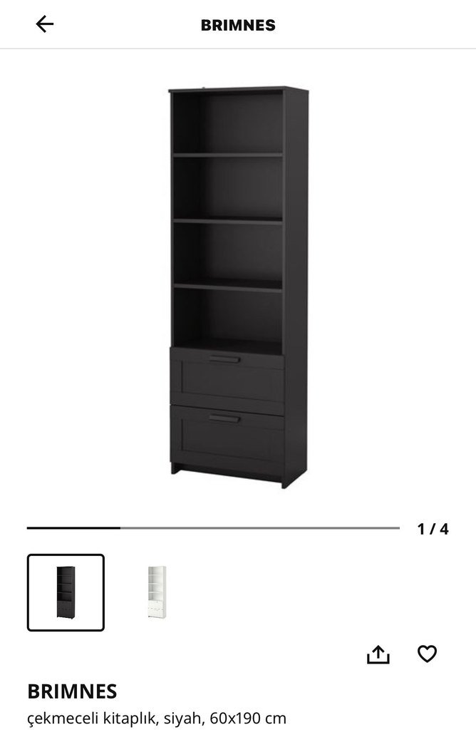 Ikea Brimnes Siyah Kitaplık 2 Adet - Görsel 3