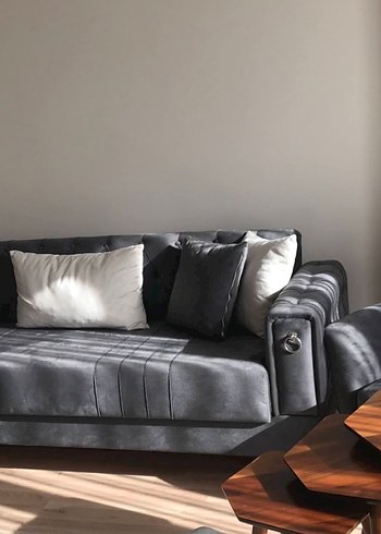 2 Tekli ve 2 Üçlü Gri Koltuk Takımı - Görsel 2