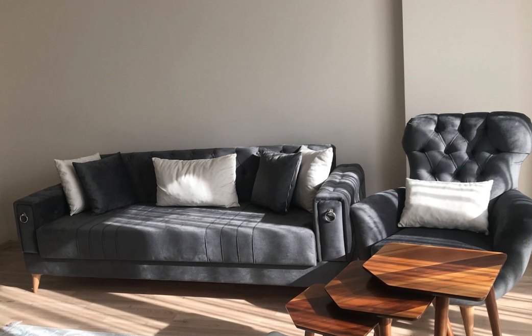 2 Tekli ve 2 Üçlü Gri Koltuk Takımı - Görsel 2