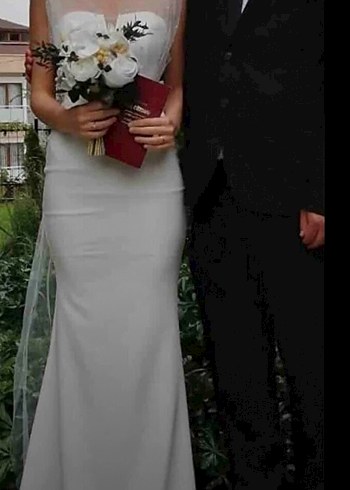 Drapeli Beyaz Bohem Gelin elbise beyaz elbise gelinlik - Görsel 2