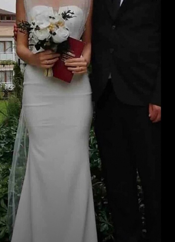 Drapeli Beyaz Bohem Gelin elbise beyaz elbise gelinlik - Görsel 2