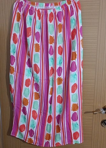 Bohem Çok Renkli Uzun Piliseli Etek - Görsel 2