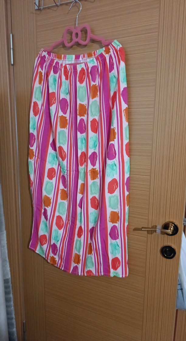 Bohem Çok Renkli Uzun Piliseli Etek - Görsel 3