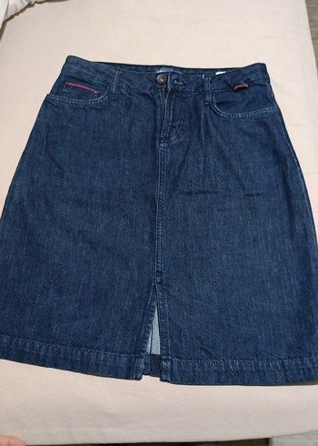 Lacivert Midi Denim Mini Etek - Görsel 3