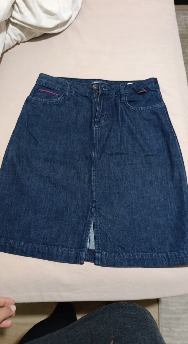 Lacivert Midi Denim Mini Etek - Görsel 3